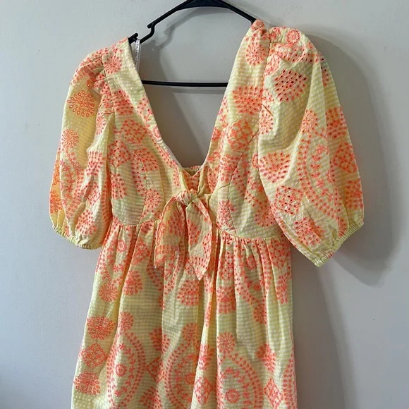 Lilly Pulitzer Sarafina Eyelet Babydoll Dress Calla Yellow Gingham NWT Size 2 - Picture 5 of 14
